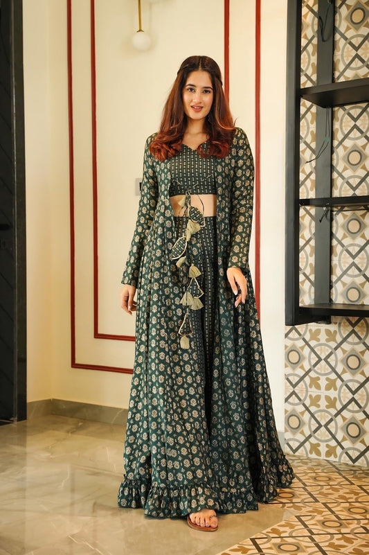 Green Wedding Style Indo Western For Women Dropshipera