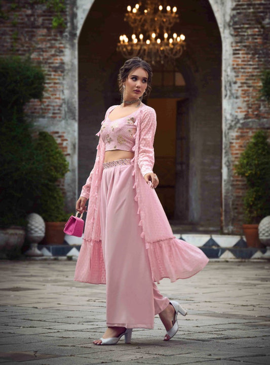 Dusty Pink Classy Indo Western With Stylish Koti Dropshipera