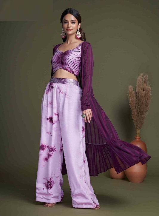 Dark Purple Stylish Indo Western For Women Dropshipera